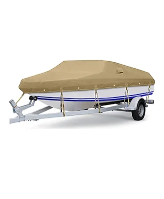 1100D 14-Mil IMPENETRABLE 15ft 16ft 17ft Boat Cover for 15′ 16′ 17′ feet  Bass Runabout Fishing Boat fits V-Hull with Outboard Motor Ultra Leak-Proof  & Heavy Duty Waterproof Boat Cover Outdoor Storage 